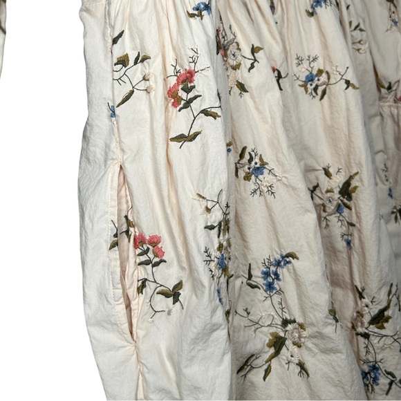 By Anthropologie Long Sleeve Embroidered Mini Fairy Floral Dress Cream Size XS - Picture 8 of 16